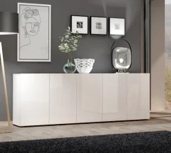 Home affaire Sideboard »MISTER – Schrank, Kommode, 225 cm breit, 80 cm hoch, Made in Italy« komplett Hochglanz lackiert, 5 Türen, 6 Fächer