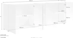 Home affaire Sideboard »MISTER – Schrank, Kommode, 225 cm breit, 80 cm hoch, Made in Italy« komplett Hochglanz lackiert, 5 Türen, 6 Fächer