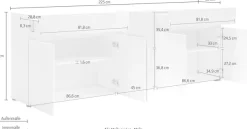 Home affaire Sideboard »MISTER, Kommode, Schrank, Anrichte, Breite 225 cm, Made in Italy« 5 Türen, 2 Schubladen,Hochglanz lackiert, 225/80 cm