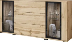 Home affaire Sideboard »modernes Design mit Glaseinsätzen und 3 Schubladen, Breite 150 cm« 1 Stk. tlg. Grifflose Fronten mit Push-to-Open, höhenverstellbare Einlegeböden,