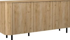 Home affaire Sideboard »Murano, 181 cm breit, 3 Türen, Anrichte, Kommode, Stauraumschrank« Formgebogenes MDF, Stirnseiten mit Rundung, Füße und Griffe aus Metall