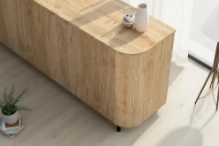 Home affaire Sideboard »Murano, 181 cm breit, 3 Türen, Anrichte, Kommode, Stauraumschrank« Formgebogenes MDF, Stirnseiten mit Rundung, Füße und Griffe aus Metall