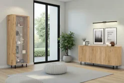 Home affaire Sideboard »Murano, 181 cm breit, 3 Türen, Anrichte, Kommode, Stauraumschrank« Formgebogenes MDF, Stirnseiten mit Rundung, Füße und Griffe aus Metall