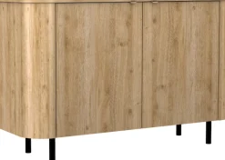 Home affaire Sideboard »Murano, 131 cm breit, 2 Türen, Anrichte, Kommode, Stauraumschrank« Formgebogenes MDF, Stirnseiten mit Rundung, Füße und Griffe aus Metall