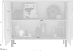 Home affaire Sideboard »Murano, 131 cm breit, 2 Türen, Anrichte, Kommode, Stauraumschrank« Formgebogenes MDF, Stirnseiten mit Rundung, Füße und Griffe aus Metall