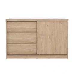 Home affaire Sideboard »Naia Aufbewahrung, Schuhkommode, Stauraumkommode, Schuhschrank,« Kommode mit 1 Schiebetür und 3 Schubladen, Breite 119 cm, Höhe 76 cm