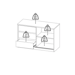 Home affaire Sideboard »Naia Aufbewahrung, Schuhkommode, Stauraumkommode, Schuhschrank,« Kommode mit 1 Schiebetür und 3 Schubladen, Breite 119 cm, Höhe 76 cm