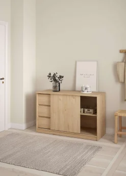 Home affaire Sideboard »Naia Aufbewahrung, Schuhkommode, Stauraumkommode, Schuhschrank,« Kommode mit 1 Schiebetür und 3 Schubladen, Breite 119 cm, Höhe 76 cm