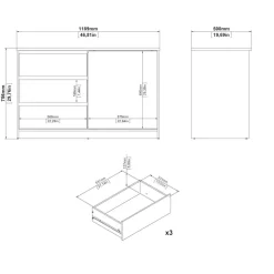 Home affaire Sideboard »Naia Aufbewahrung, Schuhkommode, Stauraumkommode, Schuhschrank,« Kommode mit 1 Schiebetür und 3 Schubladen, Breite 119 cm, Höhe 76 cm