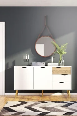 Home affaire Sideboard »Oslo Aufbewahrung, Schubladenschrank,« Kommode mit 2 Türen, 3 Schubladen, Breite 147 cm, Höhe 81 cm