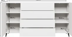 Home affaire Sideboard »Phuket 180 cm breit, modernes Design mit Stauraum« 1 Stk. tlg. Kommode mit 2 Türen, 4 Schubladen und verstellbaren Einlegeböden