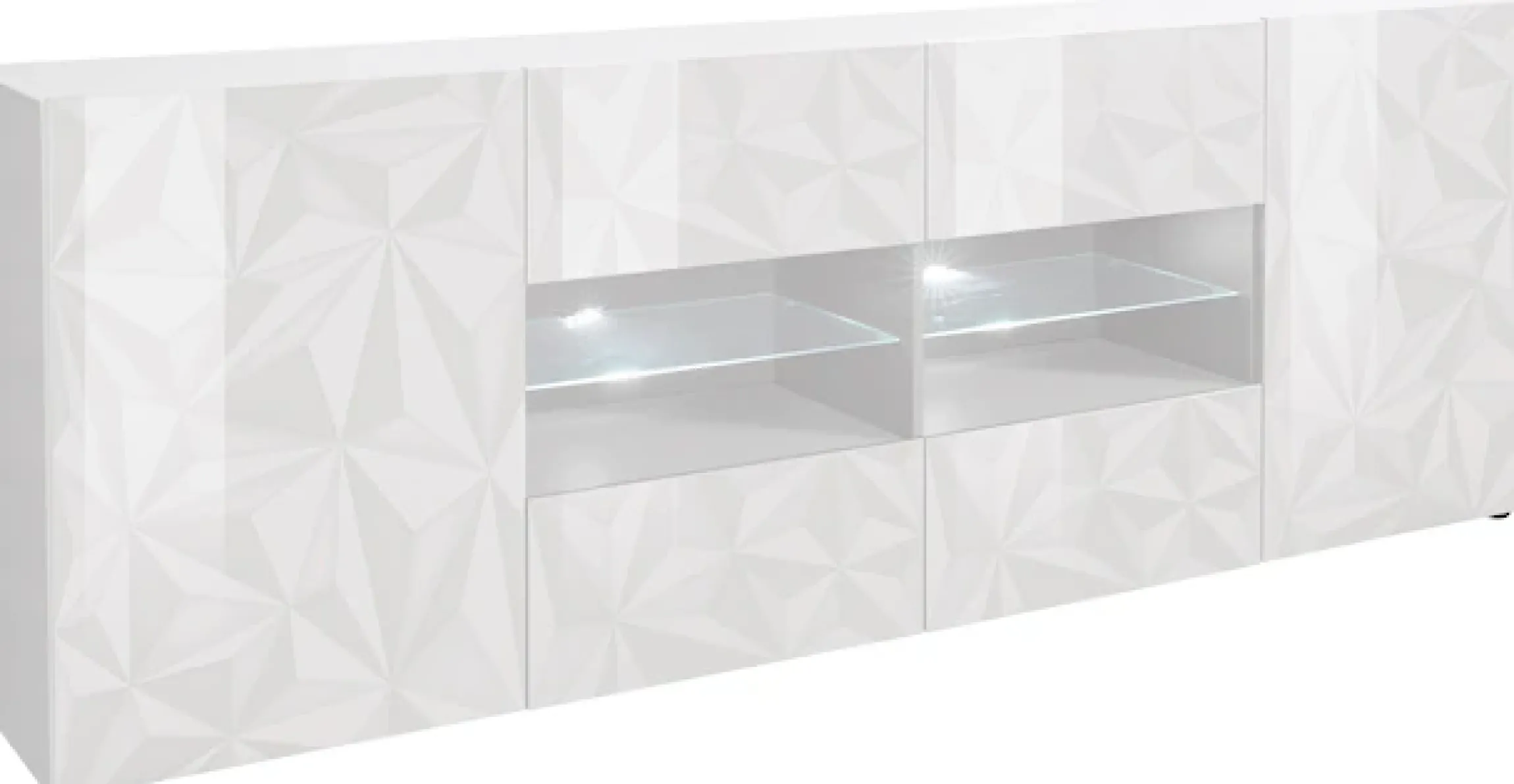 Home affaire Sideboard »Prisma Breite 241, Kommode 2 Türen, 4 Schubkästen, Anrichte« Front mit elegantem Siebdruck, grifflos, viel Stauraum