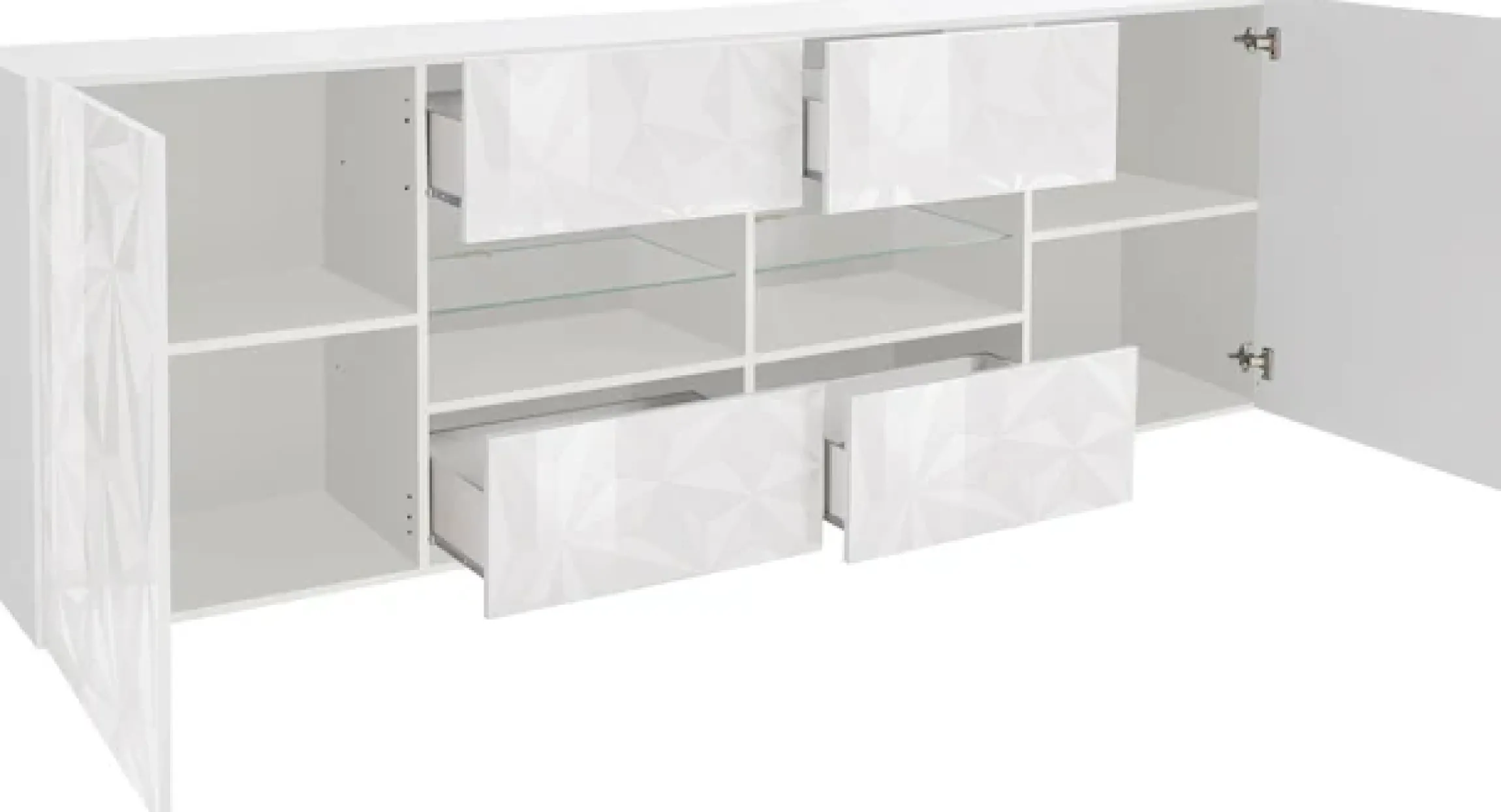 Home affaire Sideboard »Prisma Breite 241, Kommode 2 Türen, 4 Schubkästen, Anrichte« Front mit elegantem Siebdruck, grifflos, viel Stauraum