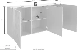Home affaire Sideboard »Prisma Breite 181, Kommode 3 Türen, Anrichte« Front mit elegantem Siebdruck, grifflos, viel Stauraum