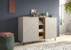 Home affaire Sideboard »RAITA, Breite 154 cm, Front mit Desgin-Fräsung, 2 Türen, viel Stauraum« moderne Farbkombi, individuell einsetzbar, Griffe & Füße aus Metall,Kommode, Anrichte, Schrank, Highboard, TV-Board