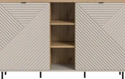 Home affaire Sideboard »RAITA, Breite 154 cm, Front mit Desgin-Fräsung, 2 Türen, viel Stauraum« moderne Farbkombi, individuell einsetzbar, Griffe & Füße aus Metall,Kommode, Anrichte, Schrank, Highboard, TV-Board