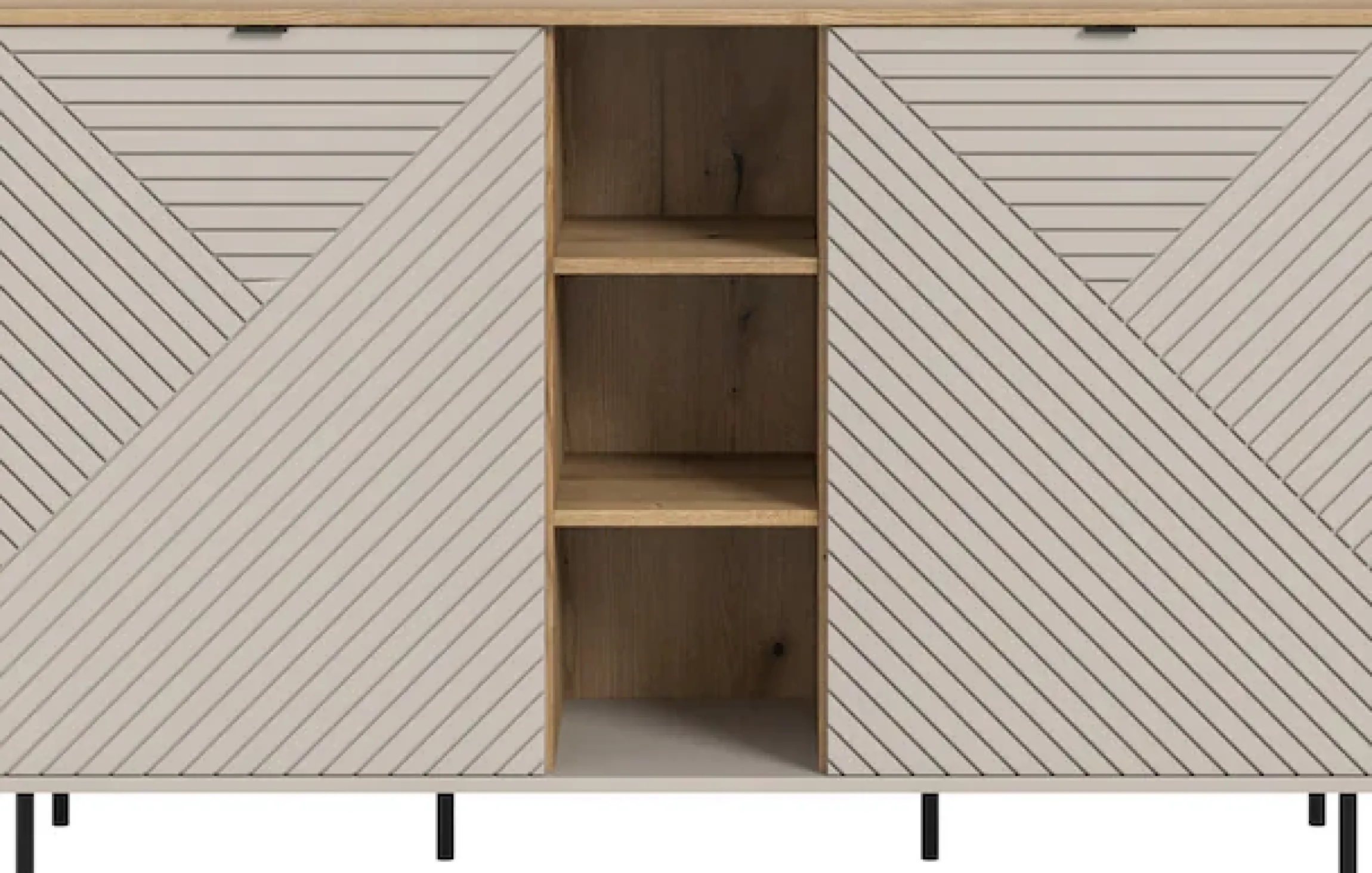 Home affaire Sideboard »RAITA, Breite 154 cm, Front mit Desgin-Fräsung, 2 Türen, viel Stauraum« moderne Farbkombi, individuell einsetzbar, Griffe & Füße aus Metall,Kommode, Anrichte, Schrank, Highboard, TV-Board