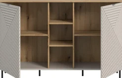 Home affaire Sideboard »RAITA, Breite 154 cm, Front mit Desgin-Fräsung, 2 Türen, viel Stauraum« moderne Farbkombi, individuell einsetzbar, Griffe & Füße aus Metall,Kommode, Anrichte, Schrank, Highboard, TV-Board