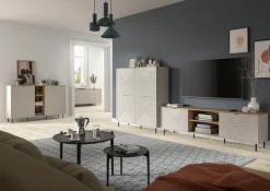 Home affaire Sideboard »RAITA, Breite 154 cm, Front mit Desgin-Fräsung, 2 Türen, viel Stauraum« moderne Farbkombi, individuell einsetzbar, Griffe & Füße aus Metall,Kommode, Anrichte, Schrank, Highboard, TV-Board