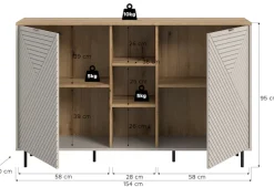 Home affaire Sideboard »RAITA, Breite 154 cm, Front mit Desgin-Fräsung, 2 Türen, viel Stauraum« moderne Farbkombi, individuell einsetzbar, Griffe & Füße aus Metall,Kommode, Anrichte, Schrank, Highboard, TV-Board