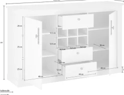 Home affaire Sideboard »RAVENNA« im romantischen Landhausstil, Griffe aus Metall, Breite 166 cm