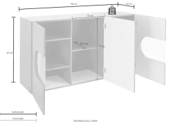 Home affaire Sideboard »Real,Vitrine,Kommode,Schrank, kompletthochglanz lackiert« weiß Hochglanz lackiert mit 3 Türen davon 2 Glastüren, Breite 150