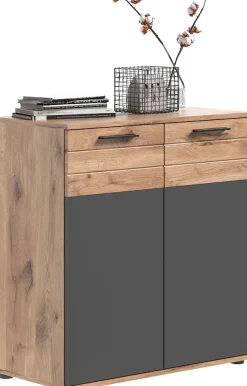 Home affaire Sideboard »Riga, Breite 90 cm, 2 Türen mit Softclose, 4 Einlegeböden, 6 Fächer« hochwertige Rillenfräsung, Schuhkommode, Kommode, Anrichte, Schrank