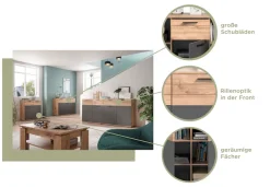 Home affaire Sideboard »Riga, Breite 90 cm, 2 Türen mit Softclose, 4 Einlegeböden, 6 Fächer« hochwertige Rillenfräsung, Schuhkommode, Kommode, Anrichte, Schrank