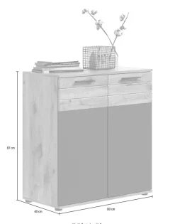 Home affaire Sideboard »Riga, Breite 90 cm, 2 Türen mit Softclose, 4 Einlegeböden, 6 Fächer« hochwertige Rillenfräsung, Schuhkommode, Kommode, Anrichte, Schrank