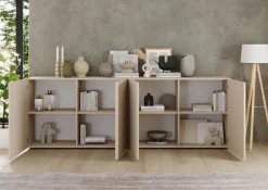 Home affaire Sideboard »Rio Breite 240 cm, Kommode mit 4 Türen, Anrichte,« geriffelte MDF-Fronten, modern u. elegant, viel Stauraum
