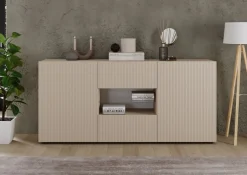 Home affaire Sideboard »Rio Breite 181 cm, Kommode mit 2 Türen u. 2 Schubkästen,« geriffelte MDF-Fronten, modern u. elegant, viel Stauraum