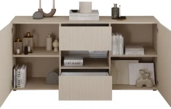 Home affaire Sideboard »Rio Breite 181 cm, Kommode mit 2 Türen u. 2 Schubkästen,« geriffelte MDF-Fronten, modern u. elegant, viel Stauraum