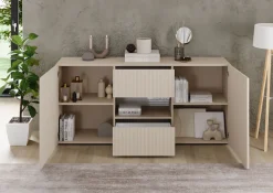 Home affaire Sideboard »Rio Breite 181 cm, Kommode mit 2 Türen u. 2 Schubkästen,« geriffelte MDF-Fronten, modern u. elegant, viel Stauraum