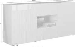 Home affaire Sideboard »Rio Breite 181 cm, Kommode mit 2 Türen u. 2 Schubkästen,« geriffelte MDF-Fronten, modern u. elegant, viel Stauraum
