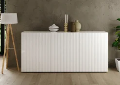 Home affaire Sideboard »Rio Breite 181 cm, Kommode mit 3 Türen, Anrichte,« geriffelte MDF-Fronten, modern u. elegant, viel Stauraum