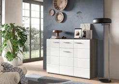 Home affaire Sideboard »Rumba, Breite 120cm, in Rauchsilber Nachbildung/Weiß Hochglanz« Kommode, Sideboard, Schrank