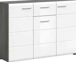 Home affaire Sideboard »Rumba, Breite 120cm, in Rauchsilber Nachbildung/Weiß Hochglanz« Kommode, Sideboard, Schrank