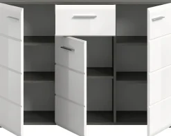 Home affaire Sideboard »Rumba, Breite 120cm, in Rauchsilber Nachbildung/Weiß Hochglanz« Kommode, Sideboard, Schrank