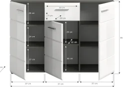 Home affaire Sideboard »Rumba, Breite 120cm, in Rauchsilber Nachbildung/Weiß Hochglanz« Kommode, Sideboard, Schrank