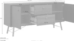 Home affaire Sideboard »Ry Aufbewahrung, Schubladenschrank,« Breite 150 cm, Höhe 72 cm, Kommode mit 2 Türen und 2 Schubläden