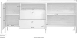 Home affaire Sideboard »San Pedro« 1 Stk. tlg. Anrichte mit Griffen und Füßen aus Metall - (B/T/H) 197/42/85 cm