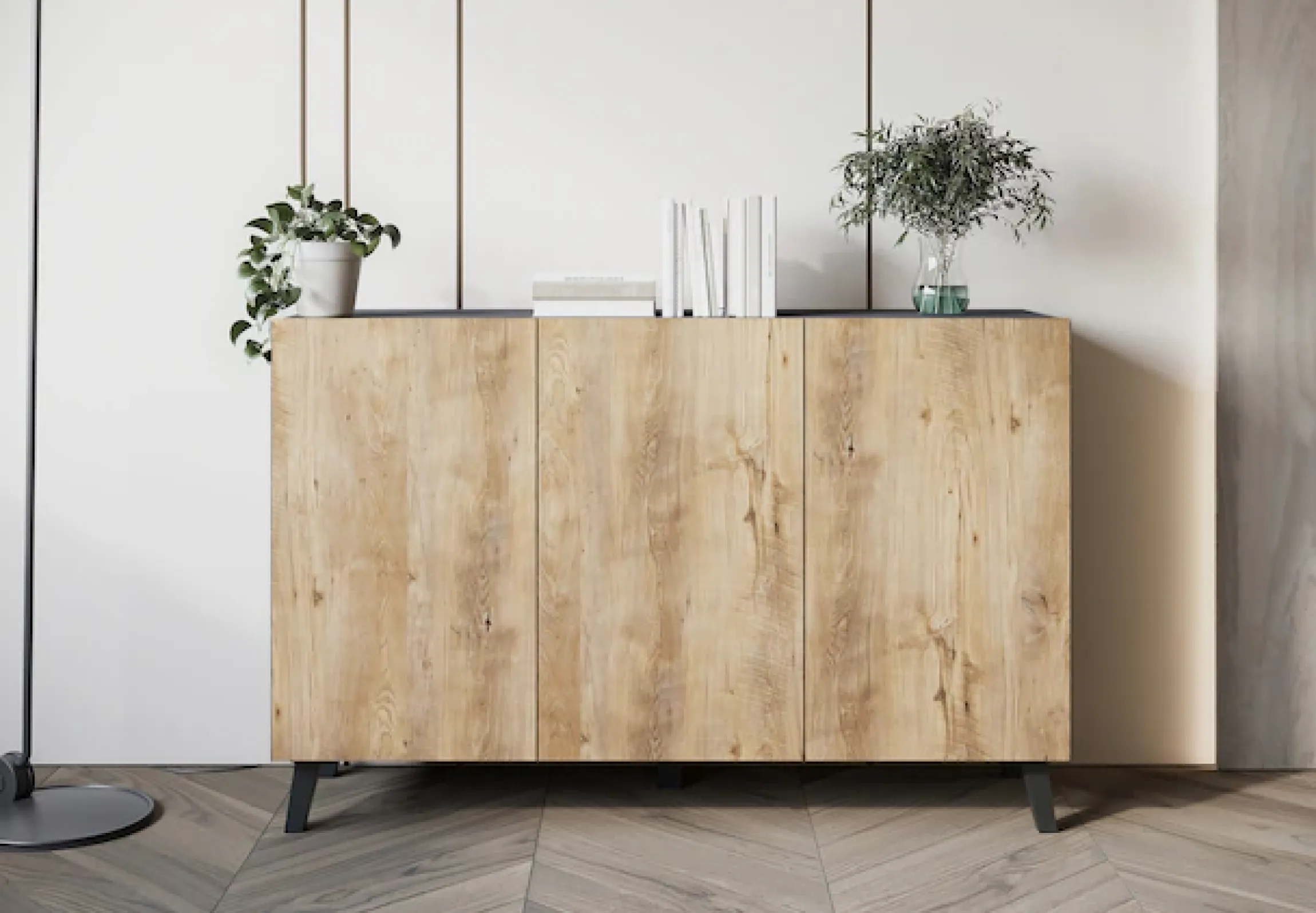 Home affaire Sideboard »SIDEBOARD PHUKET II, Stilvolle, grifflose Kommode, Breite 120cm« 1 Stk. tlg. Mit 6 Fächern und höhenverstellbaren Einlegeböden