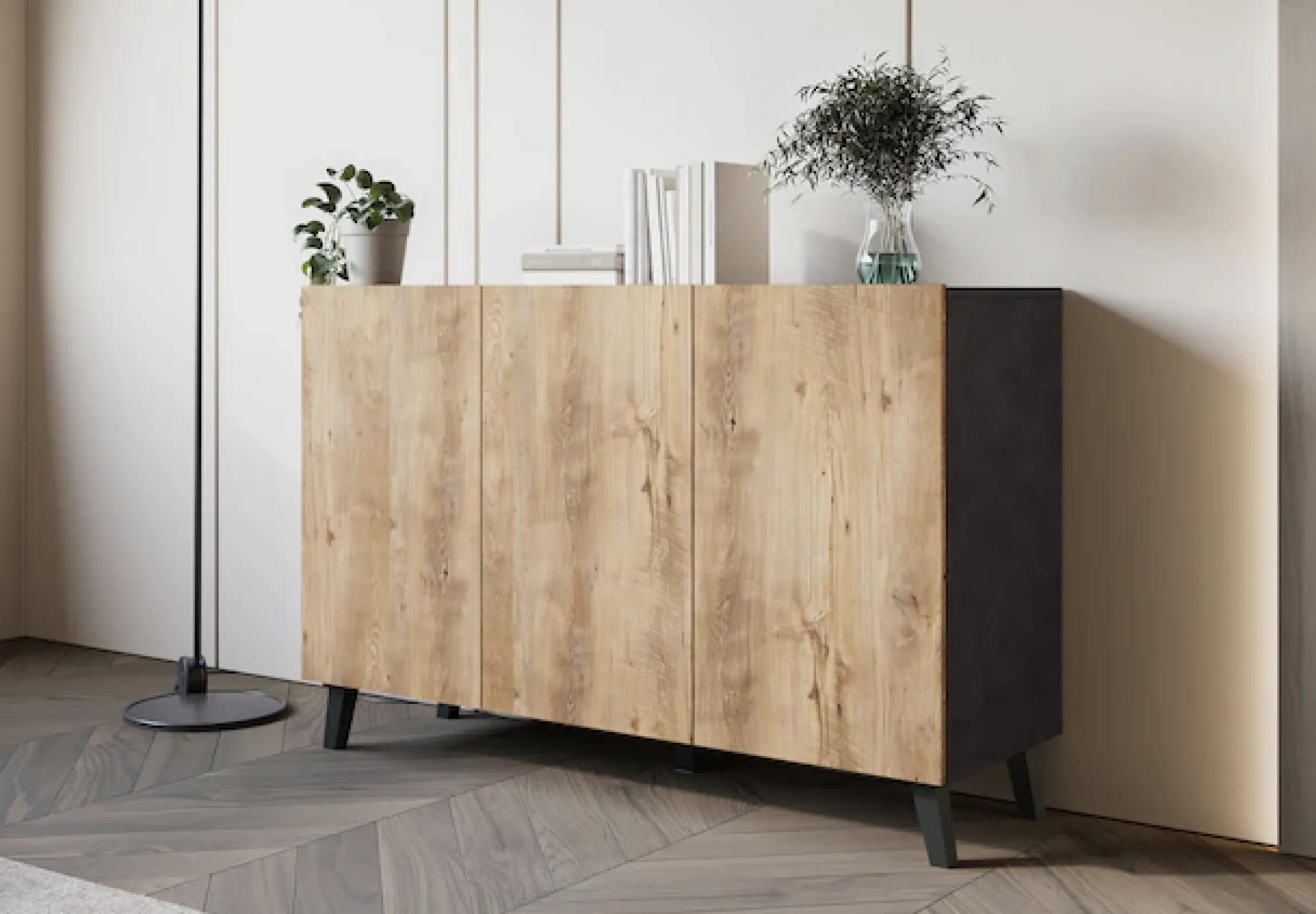 Home affaire Sideboard »SIDEBOARD PHUKET II, Stilvolle, grifflose Kommode, Breite 120cm« 1 Stk. tlg. Mit 6 Fächern und höhenverstellbaren Einlegeböden