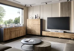 Home affaire Sideboard »SIDEBOARD PHUKET II, Stilvolle, grifflose Kommode, Breite 120cm« 1 Stk. tlg. Mit 6 Fächern und höhenverstellbaren Einlegeböden