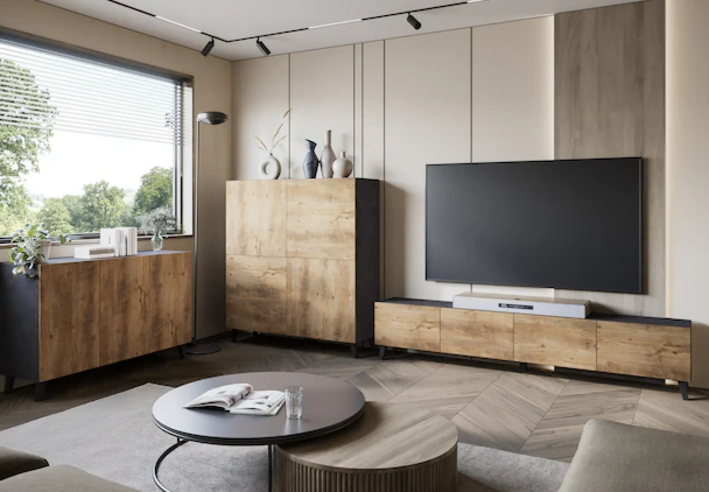 Home affaire Sideboard »SIDEBOARD PHUKET II, Stilvolle, grifflose Kommode, Breite 120cm« 1 Stk. tlg. Mit 6 Fächern und höhenverstellbaren Einlegeböden