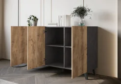 Home affaire Sideboard »SIDEBOARD PHUKET II, Stilvolle, grifflose Kommode, Breite 120cm« 1 Stk. tlg. Mit 6 Fächern und höhenverstellbaren Einlegeböden