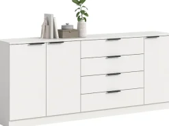 Home affaire Sideboard »SKARDE, Breite 185 cm, 4 Schubkästen, 3 Türen, viel Stauraum« in verschiedenen Farben und Breiten erhältlich, individuell einsetzbar,Kommode, Anrichte, Schubkastenkommode, Schuhschrank, Schrank