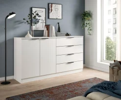Home affaire Sideboard »SKARDE, Breite 148 cm, 4 Schubkästen, 2 Türen, viel Stauraum« in verschiedenen Farben und Breiten erhältlich, individuell einsetzbar,Kommode, Anrichte, Schubkastenkommode, Schuhschrank, Schrank