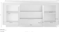 Home affaire Sideboard »Sky, B/T 180/50 cm, Kommode/Stauraumschrank, 2 Türen, 3 Schubkästen« Softclosing, Korpus & Front 22 mm stark, Rahmen-Optik, Metallgriffe