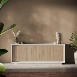 Home affaire Sideboard »Sky, B/T 207/50 cm, Kommode/Anrichte/Stauraumschrank, 4 Türen« Softclosing, Korpus & Front 22 mm stark, Rahmen-Optik